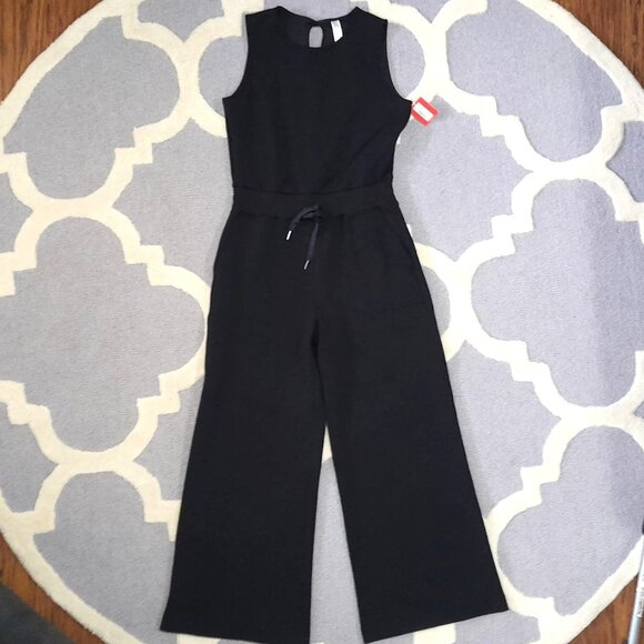 Spanx Airessentials Sleeveless Jumpsuit Medium Petite Black Wide Leg Soft Flowy - Picture 2 of 11